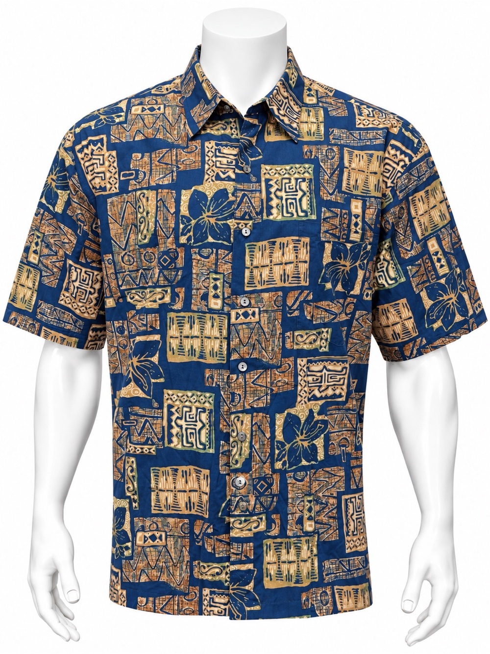Tori Richard Multi-Color Hawaiian Aztec Cotton Shirt Made in USA Hawaii Size L